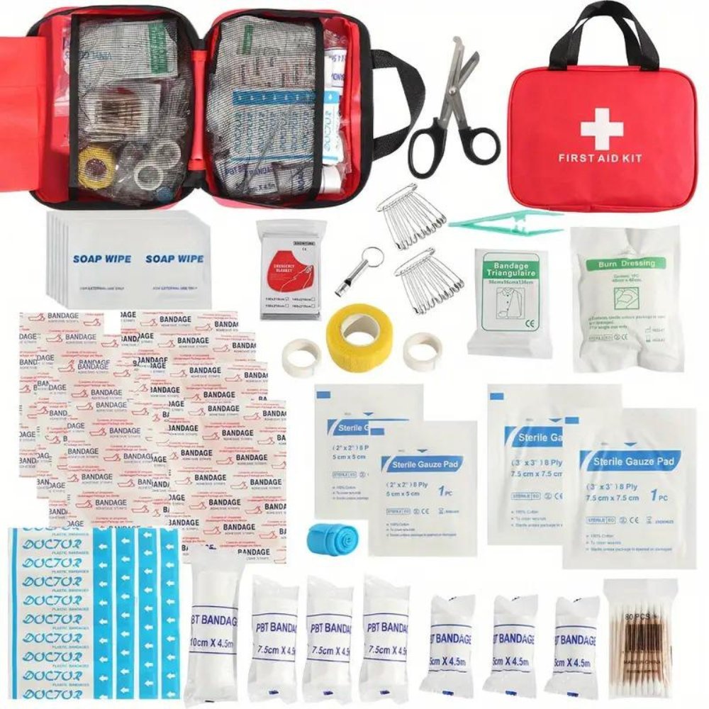 173pcs Large First Aid Kit: Portable Bag For Outdoor Hunting, Hiking, Camping And More - Including Emergency Supplies! - Ramixor