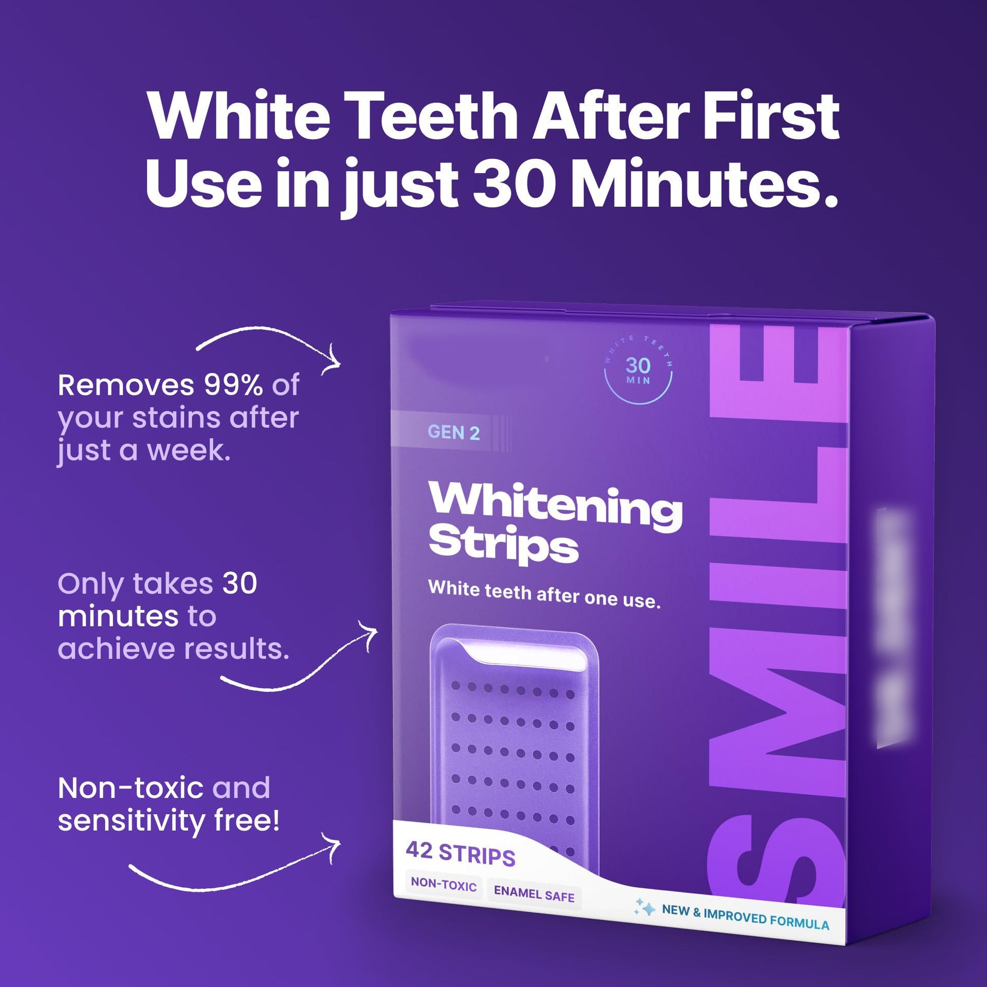 Dr Dent Purple Teeth Whitening Strips (42 Strips) - Ramixor