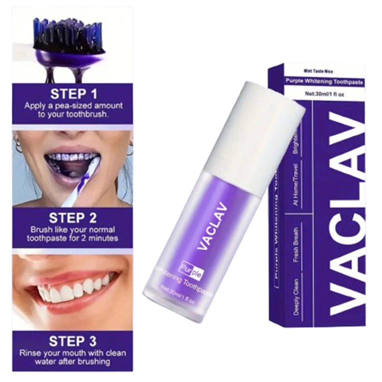 V34 Purple Toothpaste For Teeth Whitening - Ramixor